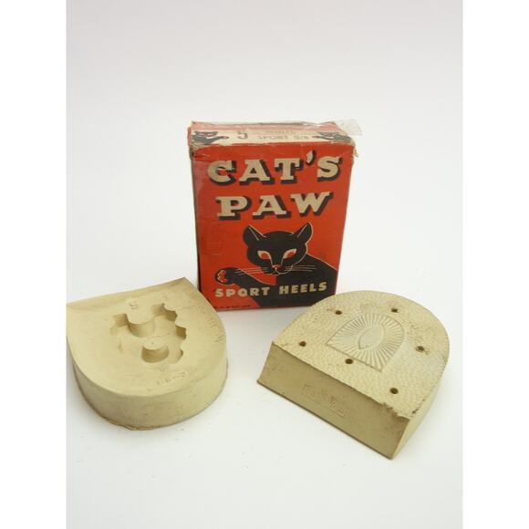 Vintage Cat's Paw Non-Slip Sport Heels 5 Black Cat in Original Box - Picture 1 of 4